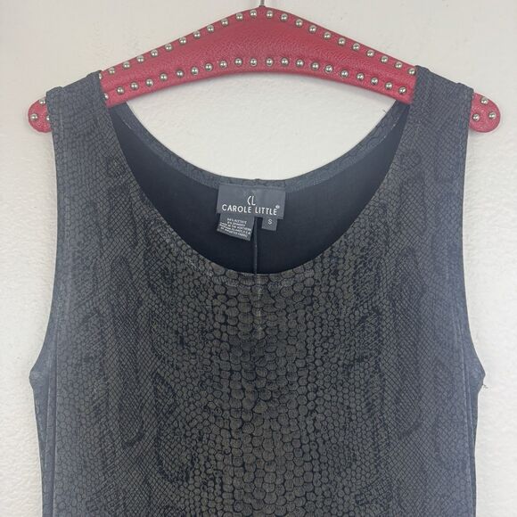 Vintage Carole Little Slinky Stretch Snake Print Sleeveless Maxi Dress Black S - Picture 3 of 13